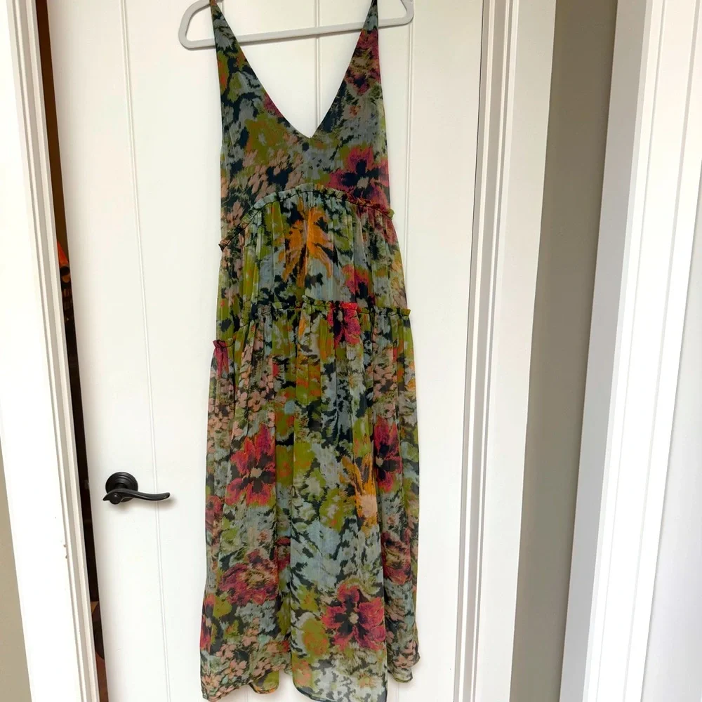 Free People Floral Maxi Dress in Green, Yellow, Orange - Picture 2 of 5
